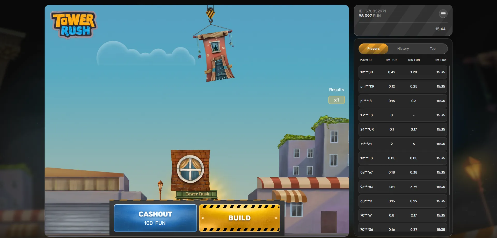 لعبة tower rush 1xbet — لعبة بناء الأبراج بمضاعفات ديناميكية