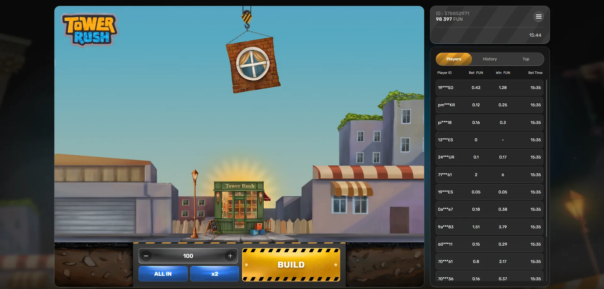 مكافأة ترحيبية على لعبة tower rush 1xbet للاعبين الجدد